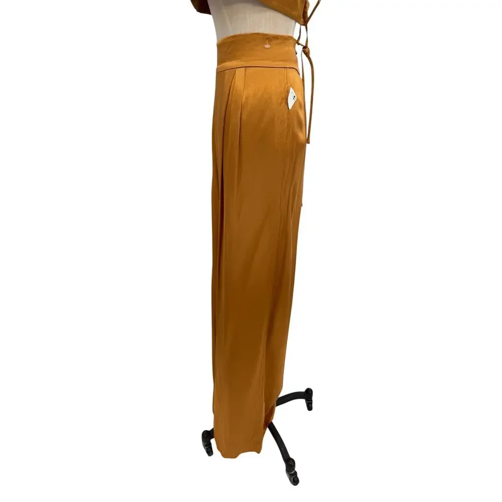 Shona Joy Alma Tuxedo Trouser Crop Top Matching Set Wide Leg Turmeric US 8 NWT